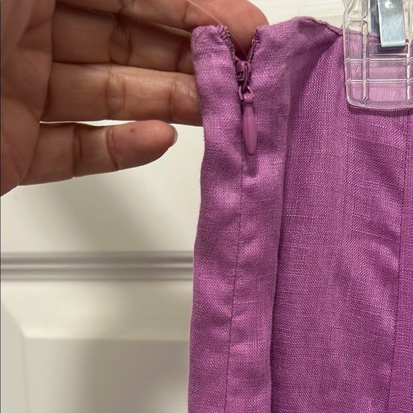 Ralph Lauren Purple A-Line Pleated Skirt Size 14 100% Linen Lined Side Zip NWT! - Picture 6 of 11